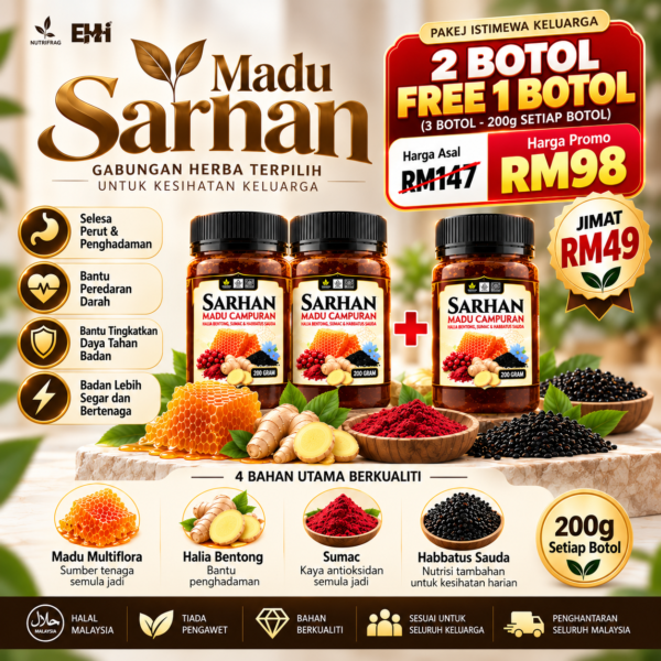 Madu Sarhan - Set Pilihan Ramai (2 Botol Free 1 Botol)