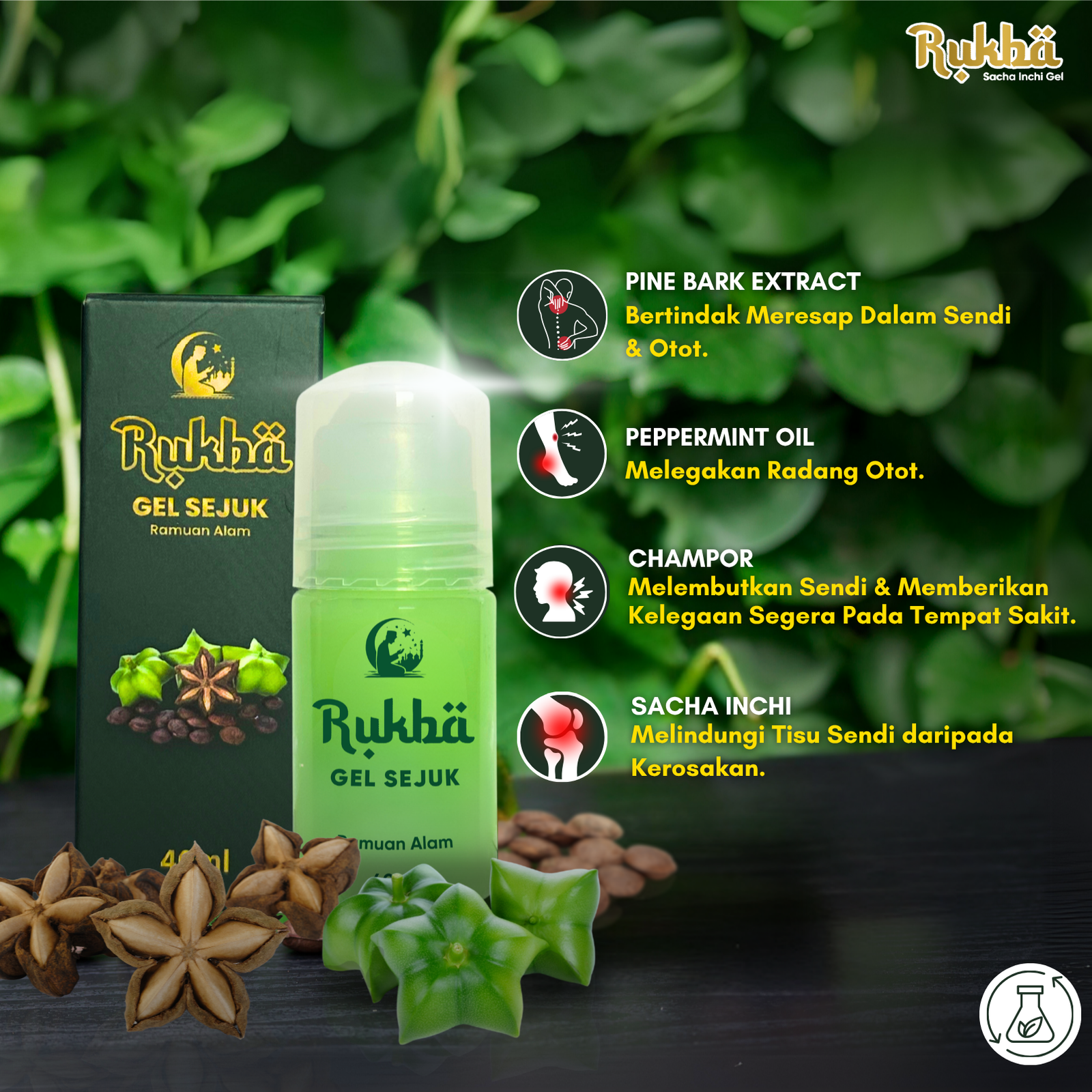 Pengenalan produk dan ramuan Gel Rukba